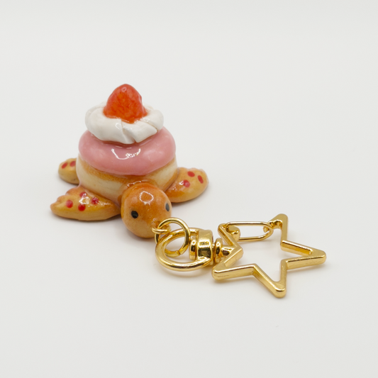 Strawberry Doughnut Turtle Keychain